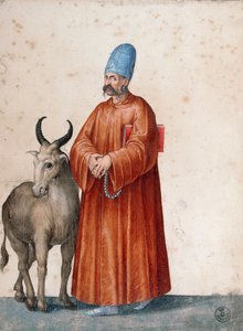 Homem turco com cabra, desenho de Jacopo Ligozzi (1547-1627)