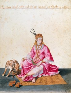 Mulher turca com cão, desenho de Jacopo Ligozzi (1547-1627) de Jacopo Ligozzi