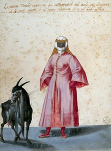 Mulher turca com cabra, desenho de Jacopo Ligozzi (1547-1627) de Jacopo Ligozzi