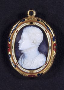 Retrato do Príncipe Dom Carlos (1545-1568) de Espanha. Medalhão Calcedônia de Jacopo Nizzola da Trezzo
