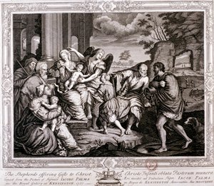 Os Pastores oferecendo presentes a Cristo, 1733 de Jacopo Palma