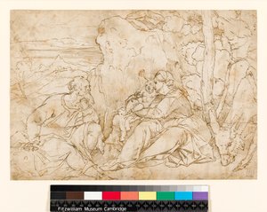 O resto no voo para o Egito, 1400-1499 de Jacopo Palma