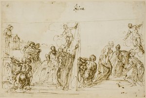 Dois esboços de composição para a pintura votiva do Doge Pasquale Cicogna, Sala del Pregadi, Palazzo Ducale, Veneza de Jacopo Palma