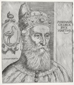Retrato de Pasquale Cicogna, Doge de Veneza. de Jacopo Palma il Giovane