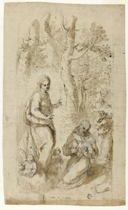 Visão de São Francisco de Assis (reto); São Jerônimo, Visão de São Francisco e Dois Pequenos Esboços de São Francisco segurando o Menino Jesus (verso)