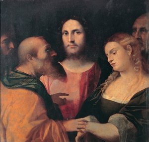 Cristo e a mulher apanhada em adultério, 1525-1528