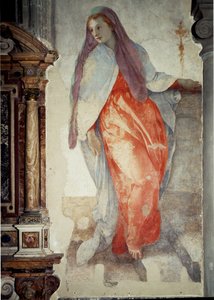 Anunciação. Detalhe da Virgem - Fresco de Jacopo Pontormo