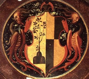 Heraldic Shield, c.1529 (óleo sobre painel) (verso de 50329) de Jacopo Pontormo