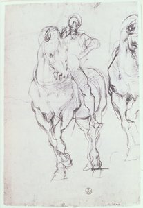 Estudo de um cavaleiro para os israelitas que apagam sua sede no deserto (giz) de Jacopo Pontormo