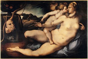 Vénus e Cupido (Vénus e Cupido) Pintura de Jacopo Carrucci dit il Pontormo (Pontormo) (1494-1556) 1532-1534 Dim 128x197 cm Florença, Galleria dell