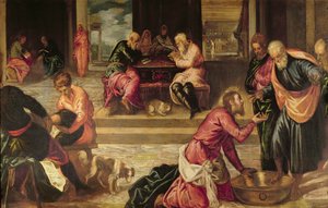 Cristo lavando os pés dos discípulos de Jacopo Robusti Tintoretto