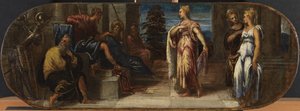 Ester e Assuero ou Salomão e a rainha de Sabá, 1545 de Jacopo Robusti Tintoretto