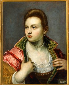 Retrato de mulher, prolongado ... de Jacopo Robusti Tintoretto