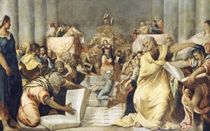 Jesus entre os médicos no Templo de Jerusalém de Jacopo Robusti Tintoretto