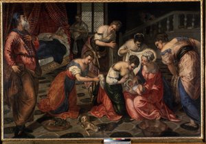La nativite de Saint Jean Baptiste (A natividade de São João Baptista). Peinture du Tintoret (Jacopo Robusti dit Tintoretto de Jacopo Robusti Tintoretto