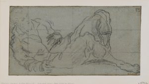 Figura masculina reclinada, 1560-9 (giz no papel) de Jacopo Robusti Tintoretto
