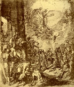 Estudo para o Martírio de Santo Estêvão, por Tintoretto, 1913. de Jacopo Robusti Tintoretto