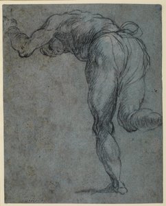 Estudo de uma figura masculina que se inclina para a frente, 1575-c.1585 de Jacopo Robusti Tintoretto