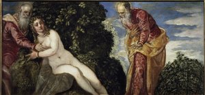 Suzanne and the Elders - Óleo sobre tela, cerca de 1555 de Jacopo Robusti Tintoretto