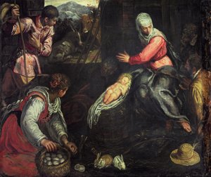 A Adoração dos Pastores, c.1578 de Jacopo Robusti Tintoretto