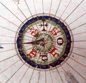 Ponto de bússola, mapa renascentista da Europa, Jacopo Russo (depois) 1528