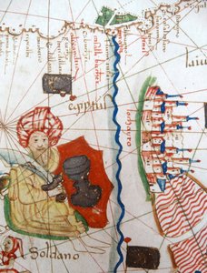 Egito e o Mar Vermelho detalhe de um mapa renascentista da Europa, Jacopo Russo (após) 1528
