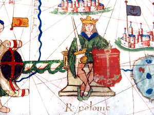 detalhe do rei da Polônia a partir de um mapa renascentista da Europa, Jacopo Russo (depois), 1528 de Jacopo Russo