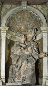 A Virgem e a Criança (terracota dourada e pintada de Jacopo Sansovino