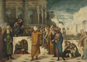 Cristo com a mulher adúltera de Jacopo Tintoretto