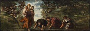 Latona transforma os camponeses da Lícia em rãs de Jacopo Tintoretto
