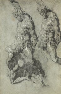 Dois estudos sobre Sansão matando os filisteus de Jacopo Tintoretto