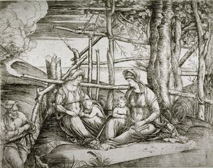 A Sagrada Família com Santa Isabel de Jacopo de