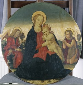 Madonna e Criança com Arcanjo Rafael e São João, c.1490 (têmpera sobre madeira de choupo)