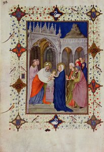 MS 11060-11061 Horas de Notre Dame: Nenhuma, A Apresentação no Templo, da &39;Tres riquezas Heures du Duc de Berry&39; de Jacquemart de Hesdin