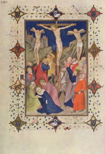 MS 11060-11061 Horas da Cruz: Nenhum, Jesus na Cruz, dos &39;Três riquezas Heures du Duc de Berry&39; de Jacquemart de Hesdin