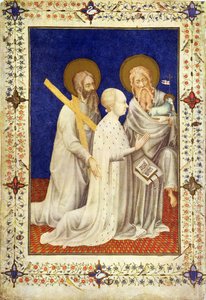 MS 11060-11061 John, duque de Berry de joelhos entre Santo André e São João, francês, do &39;Tres riquezas Heures du Duc de Berry&39;