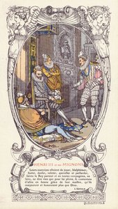 Rei Henrique III de França e seus favoritos, os Mignons (cor litho)