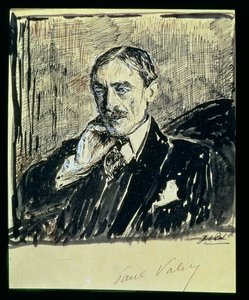 Retrato do escritor francês Paul Ambroise Valery (1871-1945) (tinta sobre papel) de Jacques Emile Blanche