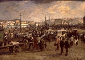 A Venda de Peixe (óleo sobre tela) de Jacques Emile Blanche