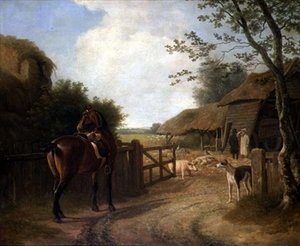 Daniel Beale na sua quinta em Edmonton com o seu cavalo preferido. de Jacques Laurent Agasse