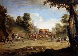 Vida de um soldado, despedimento de um coche (óleo sobre cobre)