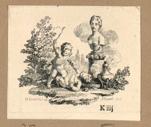 Gravura, Cupido castigando uma rapariga sátira de Jacques Alianet