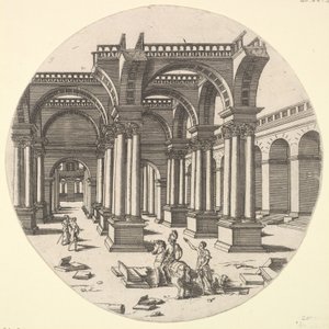 Vista em perspectiva, Templo de Ísis, 1551. de Jacques Androuet Du Cerceau