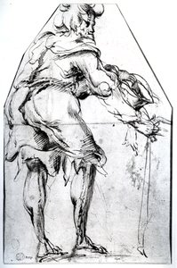 Mendigo com chapéu e pau (caneta e tinta sobre papel) de Jacques Bellange
