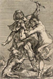 Tocador de sanfona a atacar um peregrino de Jacques Bellange