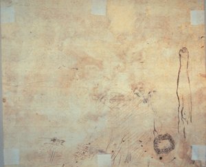 Estudo de uma perna, floreio e rabiscos de Jacques Bellange