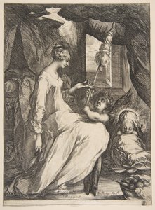 Virgem e criança com um anjo, 1612-16. de Jacques Bellange