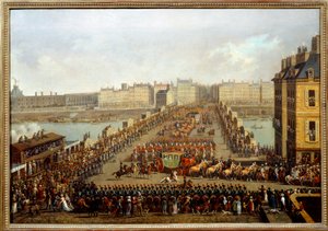 Atravessou a nova ponte junto ao cortejo imperial para a cerimônia do sagrado de Napoleão I em 2 de dezembro