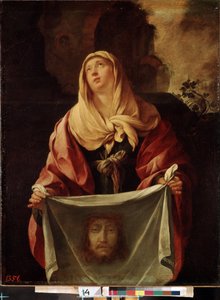 ""Santa Verônica"". O Véu Sagrado representa o rosto de Cristo cujo suor Veronique teria enxugado durante a subida ao Calvário. Pintura de Jacques Blanchard (1600-1638) 1633-1634 Dim. 127x98 cm Museu Hermitage, São Petersburgo (São Pedro