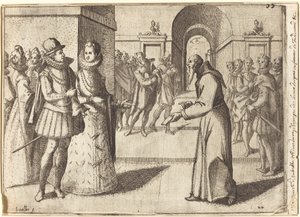 Um capucino trazendo os agradecimentos do rei da Baviera [reto] de Jacques Callot